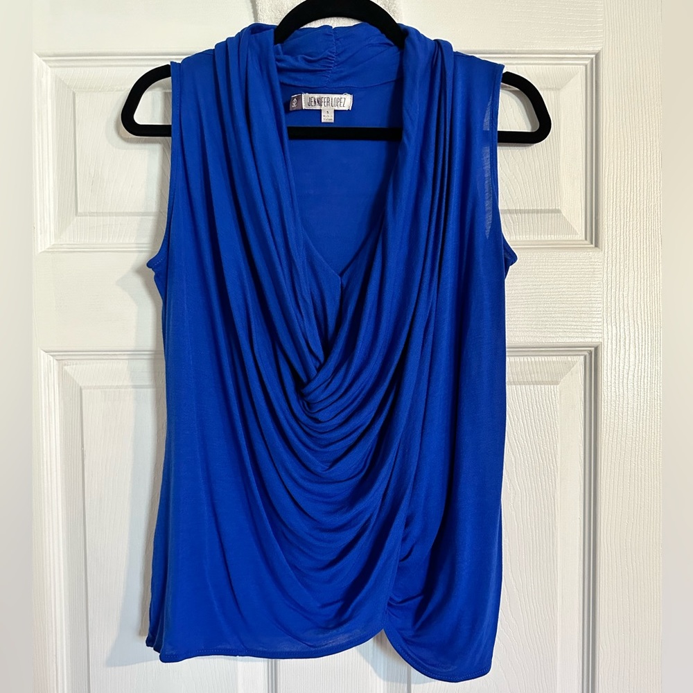 Women’s Jennifer Lopez Blue Ruched sleeveless top, size S